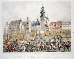 Uitzicht op het kasteel van Krolewskiego, Krakau, uit 