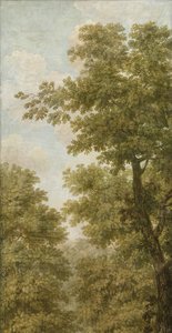 Drie behangselschilderingen van een Hollands landschap