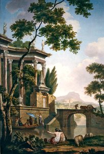 Arcadisch landschap met een grafmonument door Jurriaan Andriessen