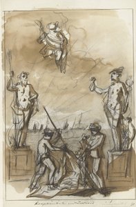 Koophandel en Zeevaart, decoratie op de Nieuwmarkt, 1795 door Jurriaan Andriessen