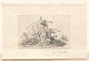 Putti bij symbolen met betrekking tot de VOC, kamer van Amsterdam en de Franse haan door Jurriaan Andriessen