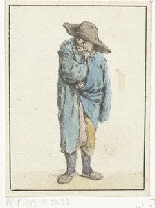Staande boer met hand en arm in zijn mantel door Jurriaan Cootwijck
