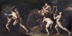 La Carcasse: Een Heks Wordt Getekend Op Het Skelet Van Een Monster, pre c.1620 door Jusepe de Ribera