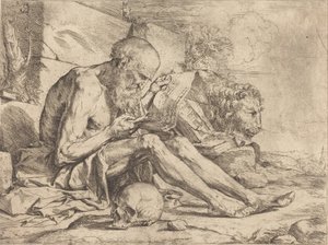 Sint Hiëronymus lezend