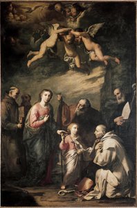 De Heilige Familie met Sint Bruno van Keulen en andere heiligen