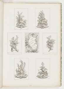 Ornamentontwerp met rivierkreeftmotief, pl. 14 in Livre des Légumes (Serie van groenteornamenten) door Juste Aurèle Meissonnier
