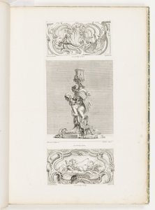 Ornament Paneel met Schelpfontein Geflankeerd door Guirlandes en Voluten, pl. 22 in Oeuvre de Juste-Aurèle door Juste Aurèle Meissonnier