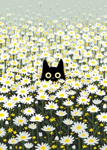 Zwarte Kat Daisy Meadow door Justyna Jaszke