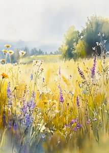Zonnige wilde bloemenweide door Justyna Jaszke