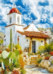 De rustige Adobe Mission door Justyna Jaszke