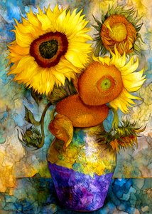 Levendig stilleven met zonnebloemen door Justyna Jaszke