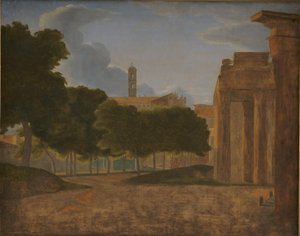 Uitzicht op het Forum Romanum en de Via Sacra. Op de achtergrond het Capitool