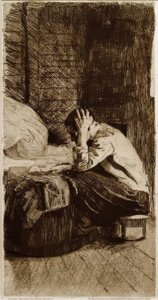 Vrouw bij de wieg door Käthe Kollwitz