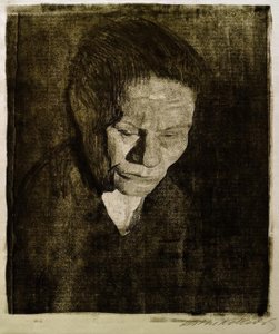 Neergelaten vrouwenhoofd door Käthe Kollwitz