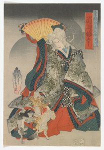 Souvenirs van de Oostelijke Hoofdstad op de Drieënvijftig Stations van de Tokaido: De Acteur Onoe Baiko III als de Katgeest van de Oude Tempel