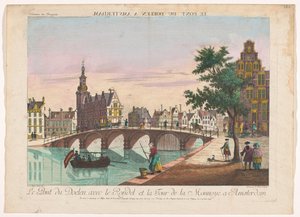 Gezicht op de Doelenbrug over de Amstel te Amsterdam door Kaiserlich Franziskische Akademie