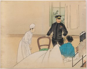 De Torpedo Officier: Frontispice Illustratie uit het Literaire Tijdschrift Bungei kurabu, Volume 1, Nummer 8 door Kajita Hanko