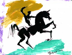 Paard dat zich dynamisch opricht