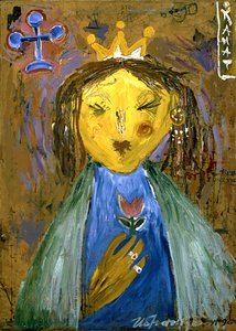 Expressionistische koningin met bloem