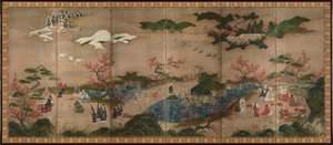 Esdoornkijkers (shihonchoshoku kanpūzu) door Kano Hideyori