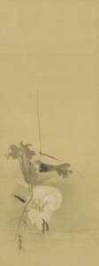 Reiger en lotus, Edo-periode, midden 17e-begin 18e eeuw door Kano Tsunenobu