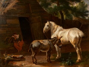 Het slapende boerenmeisje door Karel (attr.to) Dujardin
