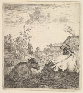 De koe en het kalf, 17e eeuw door Karel Du Jardin