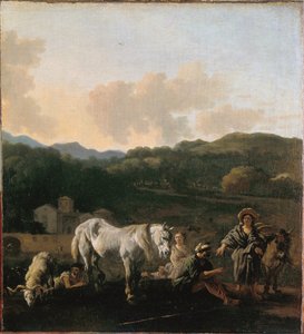 Boeren en een wit paard door Karel Dujardin