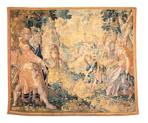 Delfts mythologisch wandtapijt met een scène uit Orlando Furioso, door Franciscus Spierinckx
