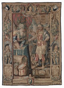 Antonius en Cleopatra (Antonius verovert Pelusium); wandtapijt, datum onbekend door Karel van II Mander