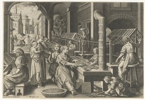 Haspelen van de zijde (Introductie van de zijderups en de zijdeproductie in Europa) (Vermis Sericus)