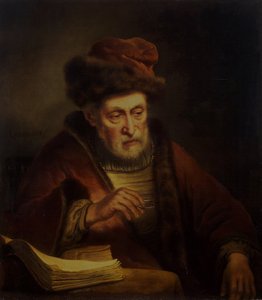 Oude man met een paar brillen door Karel van der Pluym