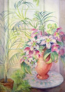 Helleborus op een Italiaanse tafel door Karen Armitage