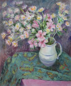 Roze Bloemen in een Kan