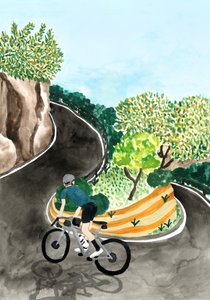 Fietsen door een schilderachtig berglandschap door Karen Menzenbach