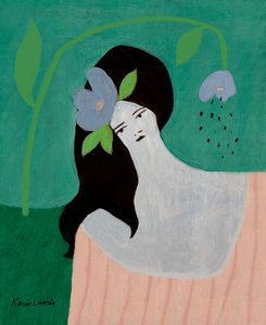 Blauwe bloemenmijmering door Karin Lauria