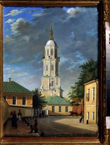 Krivokolenny pereulok in Moskou. Schilderij van Karl Petrovich Bodri. Olie op doek door Karl Fridrikh Petrovich Bodri