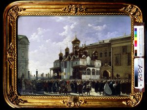 Paasprocessie bij de Maria-Boodschapkathedraal in Moskou