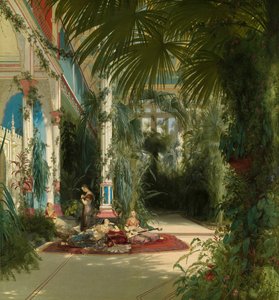 Het interieur van het Palmenhuis op het Pfaueninsel nabij Potsdam, 1834