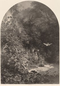 Een hoek van de tuin door Karl Bodmer