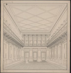 Berlijn. Schauspielhaus aan de Gendarmenmarkt, concertzaal. Aanzicht door Karl Friedrich Schinkel