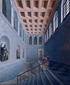 Interieurzicht van een trap, ontwerp voor een kasteel in Koestritz, 1802-03 door Karl Friedrich Schinkel