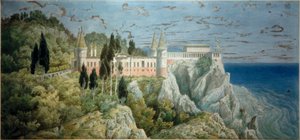 Kasteel Orianda, uitzicht door Karl Friedrich Schinkel