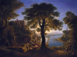 Kasteel aan de stroom. 1820 door Karl Friedrich Schinkel