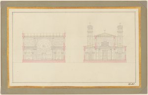 Sectie van de Kruising en het Westelijke Eind van een Kathedraal voor Berlijn door Karl Friedrich Schinkel