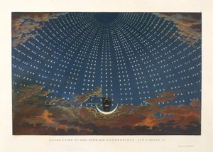 Toneelontwerp voor de opera Die Zauberflöte van Wolfgang Amadeus Mozart, 1847-1849 door Karl Friedrich Schinkel