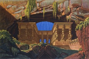 Tempel van Isis en Osiris waar Sarastro Hogepriester is "Die Zauberflöte" door Karl Friedrich Schinkel