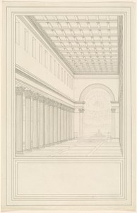 Het Schip en de Apsis, zonder Transept, van een Kathedraal voor Berlijn door Karl Friedrich Schinkel