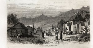 Het kamp Creool, in Port Louis, tekening door Karl Girardet (1813-1871), ter illustratie van Alfred Verney