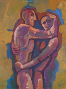 Worstelende mannen door Karl Hofer